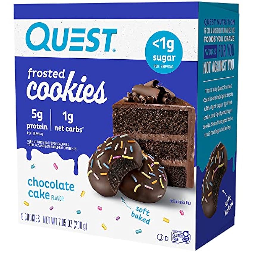 Quest Frosted Cookie, Chocolate Cake, 8/box LuYH3qT2