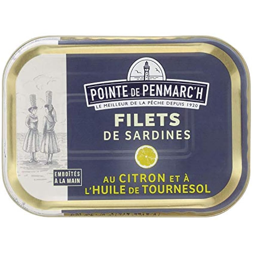 Filets de sardines au citron et à l´huile de tournesol Pointe de Penmarc´h le lot de 6 boîtes de 100 g - Livraison en 2 à 3 jours ouvrés depuis la Bretagne nNEmYpra