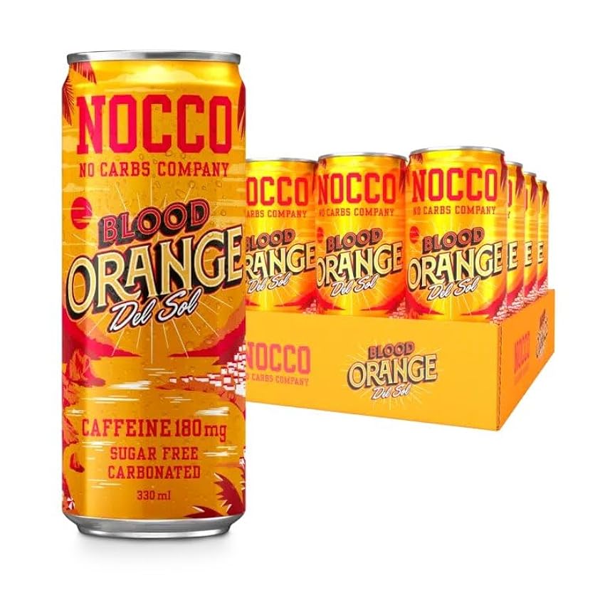 24 doses | BOISSON NOCCO BCAA | Orange Sanguine Del Sol 330 ml | BCAA | 105 mg Caféine | Boisson énergisante | Buxtrade MrF3ModW