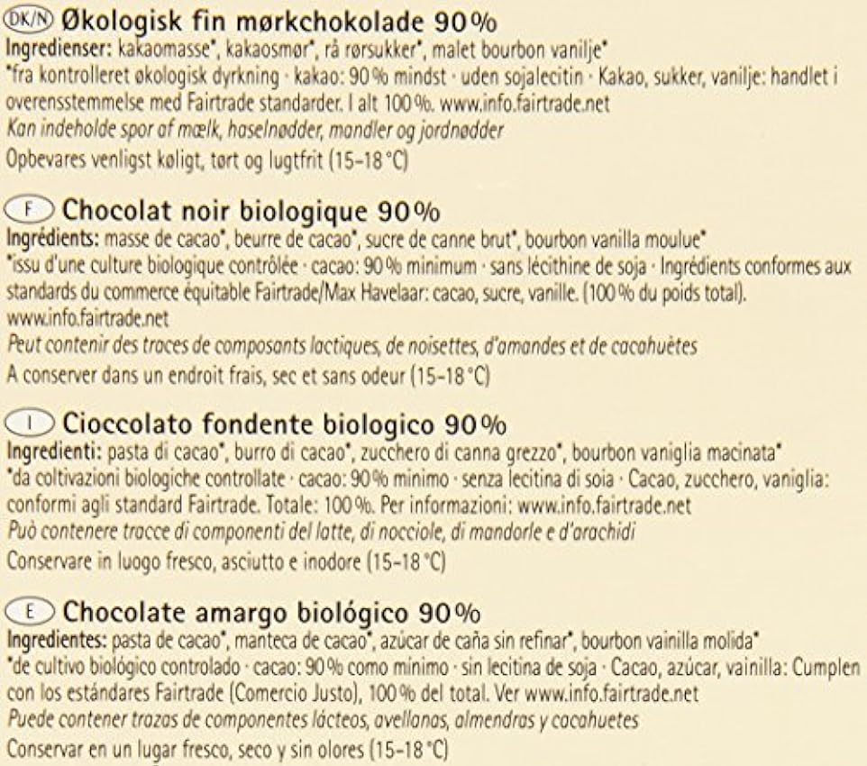 Naturata Chocolat Noir Caraïbes 90% Bio 100 g - Lot de 2 mbLSGAzq