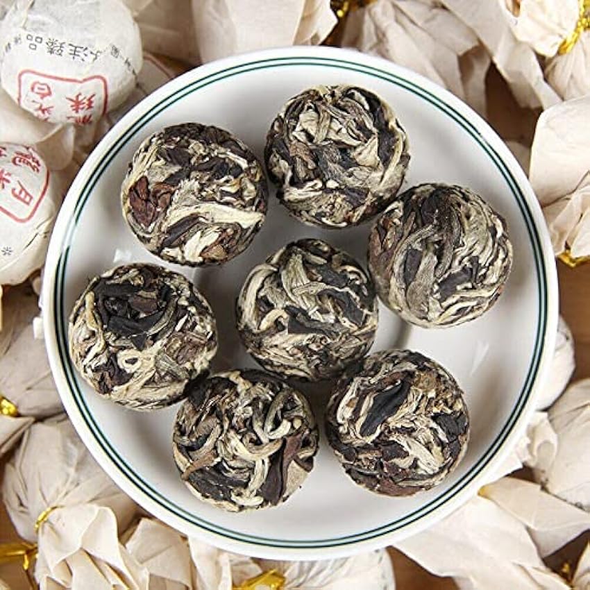 Perles de Thé Puer Blanc à l´arôme Léger Chine Original Thé Pu-Erh Naturel et Organigue Thé Pu´er sans Additifs Thé Puerh (250g) MU2Alf3x