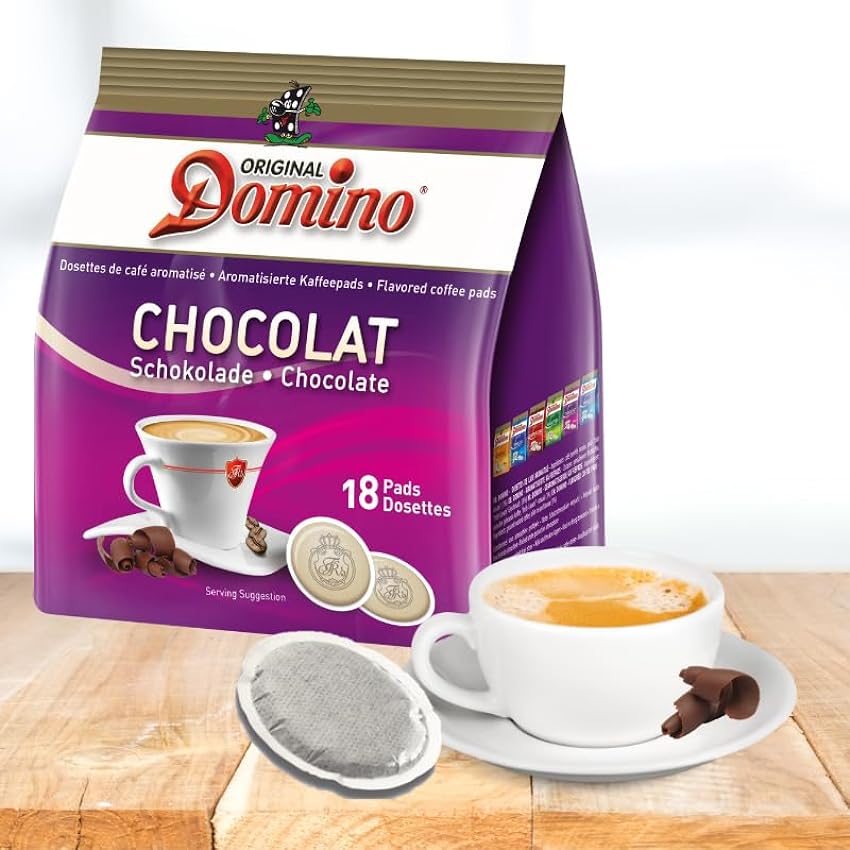 DOMINO café - Assortiment 5x18 dosettes compatibles SENSEO - Caramel, Noisette, Vanille, Cappuccino, Chocolat oqoJfzIj